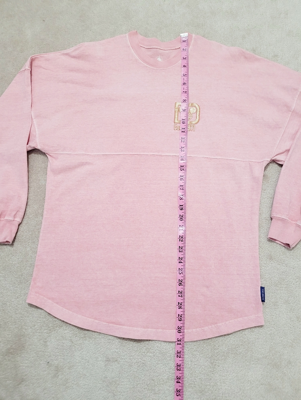 Disney Spirit Jersey Pink Oversized Shirt Women’s Small Gold Glitter Walt Disney - Picture 9 of 13